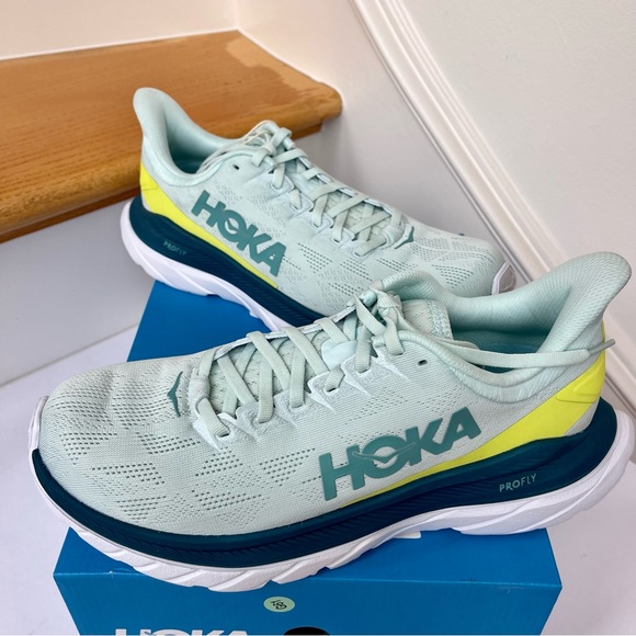 NWT Hoka Mach 4 Running Shoes in Blue Glass / Evening Primrose , Hoka One - Picture 12 of 17
